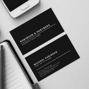 Minimalist Company Name on Black Business Card