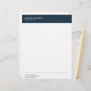 Minimalist Company Name on Rustic Blue Custom Letterhead