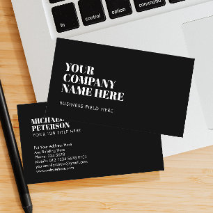 Minimalist Company Name   Serif Font on Black Business Card