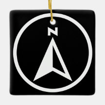 Minimalist Compass North Arrow - Black and White