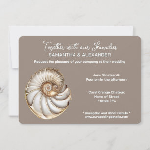 Minimalist Conch Shell Beach Wedding  Invitation