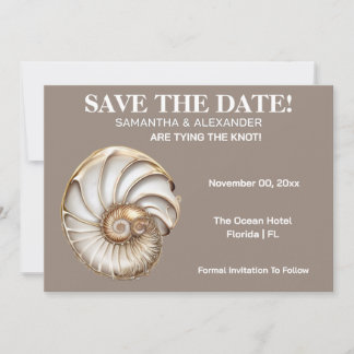 Minimalist Conch Shell Save The Date Card