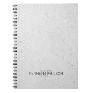 Minimalist Concrete Masculine Initials Name Notebook
