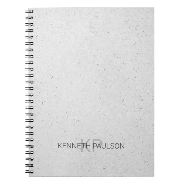 Minimalist Concrete Masculine Initials Name Notebook (Front)