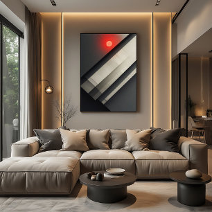 Minimalist Concrete Red Sun Abstract Canvas Print