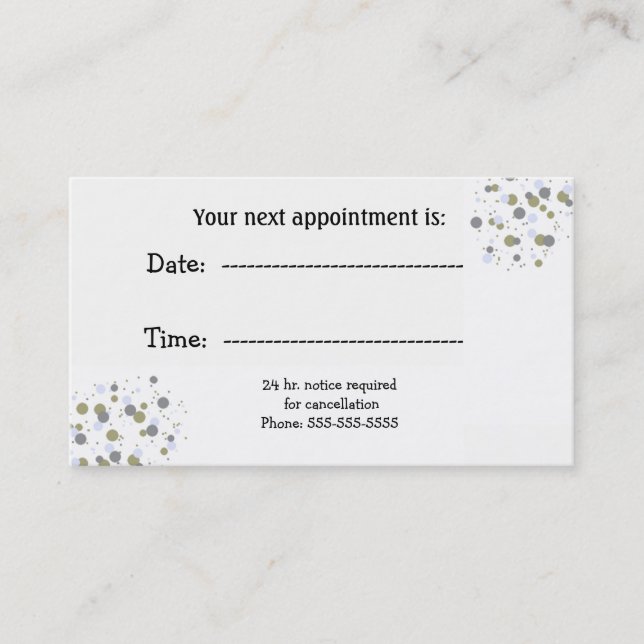 Minimalist Confetti Dots Specialist Appointment (Front)