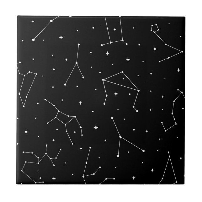 Minimalist Constellation Pattern in Black & White Tile (Front)