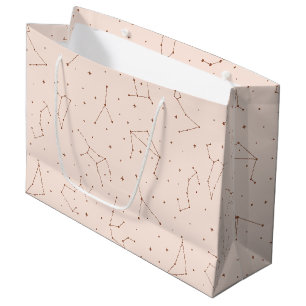 Minimalist Constellation Pattern in Pink & Brown Large Gift Bag