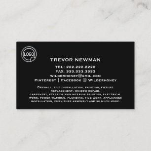 Minimalist Construction Handyman Carpenter Wood Bu Business Card