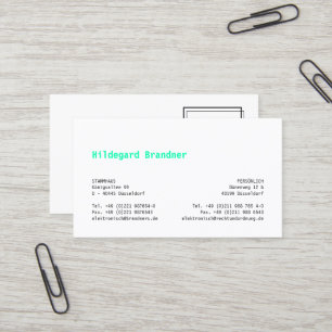 Minimalist Consultant Business Card – Turquoise