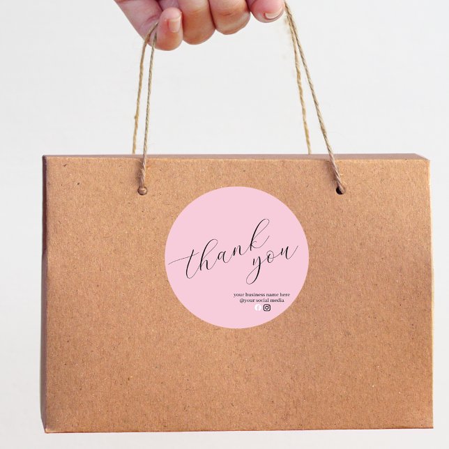 Minimalist Contemporary Business Thank You Classic Round Sticker (Creator Uploaded)