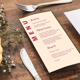 Minimalist Contemporary Elegant Wedding Party Menu