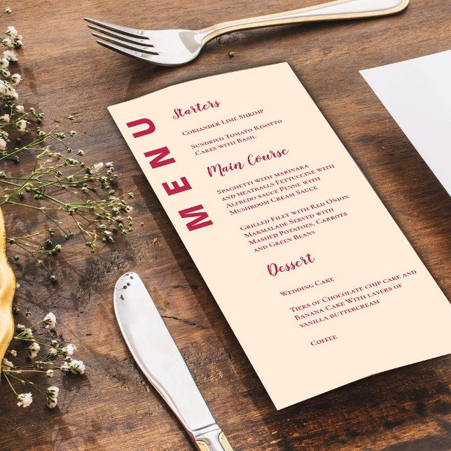 Minimalist Contemporary Elegant Wedding Party Menu (Minimalist Contemporary Elegant Wedding Party Menu)