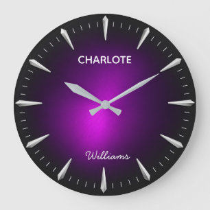 Minimalist Contemporary Modern Purple Large Clock