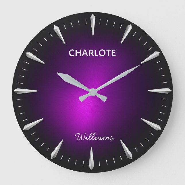 Minimalist Contemporary  Modern Purple  Large Clock (Front)