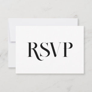 Minimalist Contemporary Wedding   Black and White RSVP Card