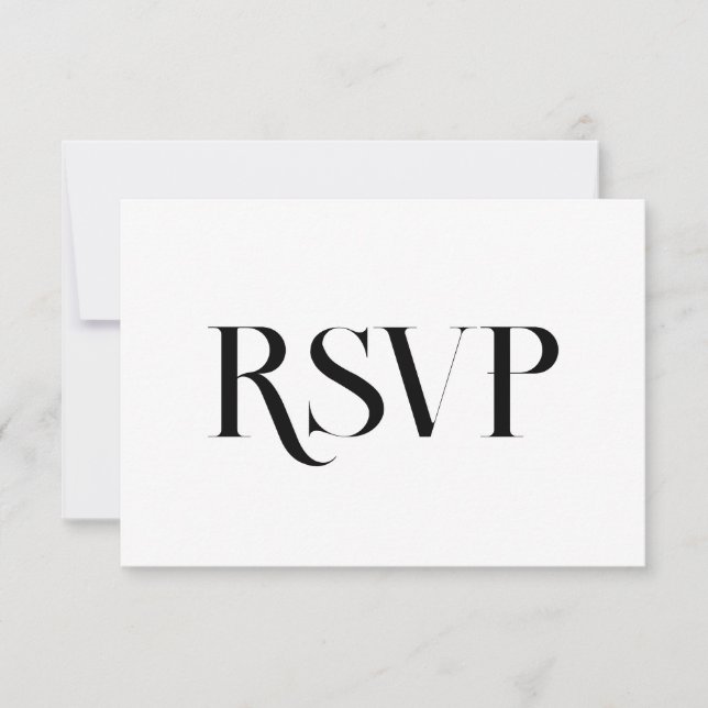 Minimalist Contemporary Wedding | Black and White RSVP Card (Front)