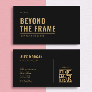 Minimalist Content Creator Coal Gold Business Card
