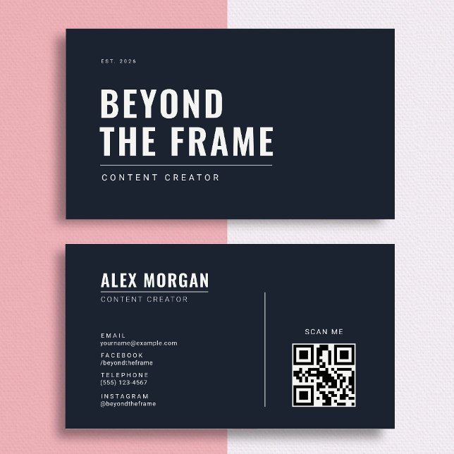 Minimalist Content Creator | Navy Business Card (Creator Uploaded)