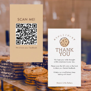Minimalist Cookie Logo Leave a Review QR Code Business Card