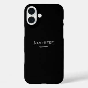 Minimalist, Cool Black Customised Name or Monogram iPhone 16 Plus Case