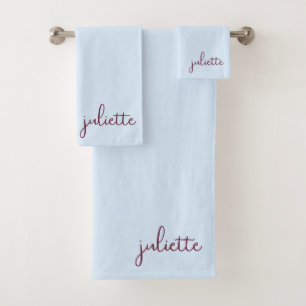 Minimalist Cool Blue Personalised Bath Towel Set