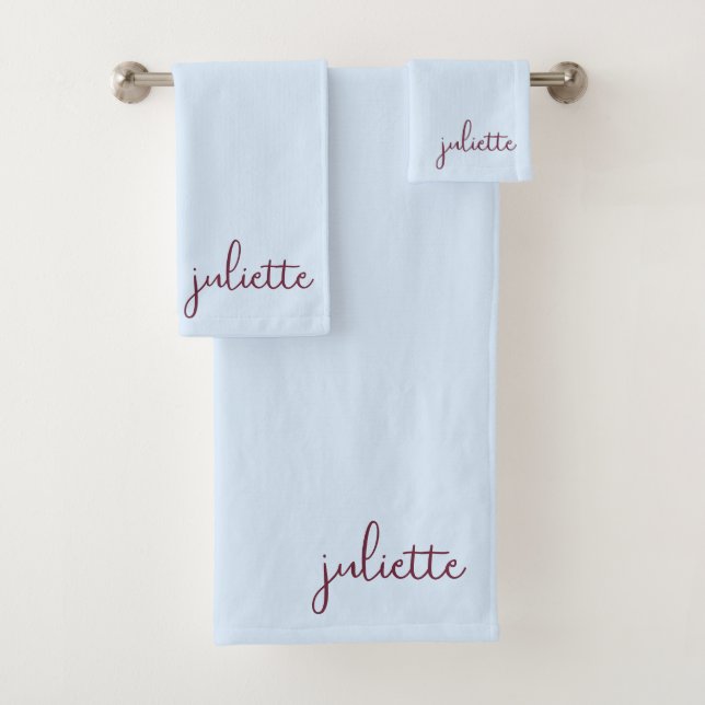 Minimalist Cool Blue Personalised Bath Towel Set (Insitu)