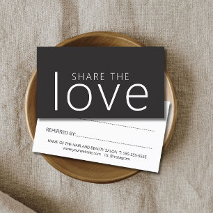 Minimalist Cool Bold Ivory Black White Salon Referral Card