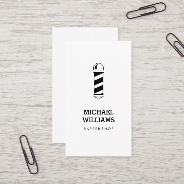 Minimalist Cool Modern Barber Shop Business Card (Front/Back In Situ)