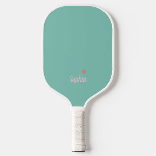 Minimalist Cool Teal and White Modern Monogram  Pickleball Paddle