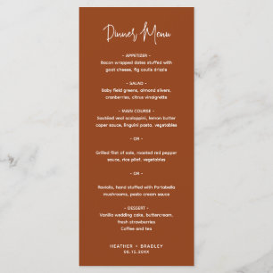 Minimalist Copper Modern Wedding Menu