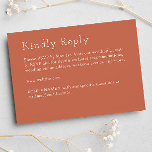Minimalist Copper Red Wedding RSVP Card