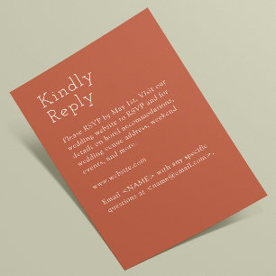 Minimalist Copper Red Wedding RSVP Card