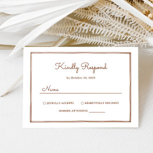 Minimalist Copper Rust Western Wedding RSVP Card
