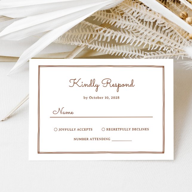 Minimalist Copper Rust Western Wedding RSVP Card (Creator Uploaded)