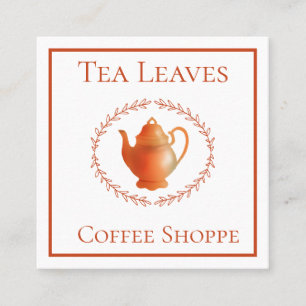 Minimalist Copper Teapot Coffee Shop Square Business Card