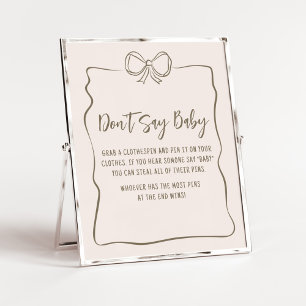 Minimalist Coquette Baby Shower Don't Say Baby Poster