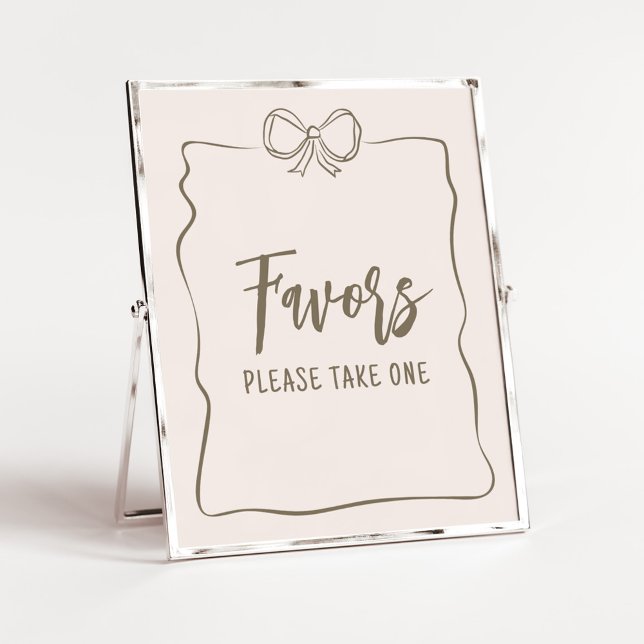 Minimalist Coquette Baby Shower Favours Poster (Minimalist Coquette Baby Shower Favors Sign)