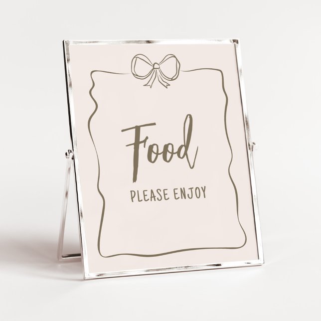 Minimalist Coquette Baby Shower Food Poster (Minimalist Coquette Baby Shower Food Sign)
