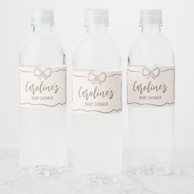 Minimalist Coquette Baby Shower Water Bottle Label (Bottles)