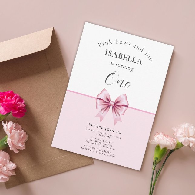 Minimalist Coquette Pink Bow Birthday Invitation  (Creator Uploaded)