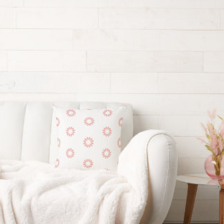 Minimalist Coral and White Daisies Cushion