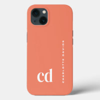 Minimalist Coral Peach Monogram