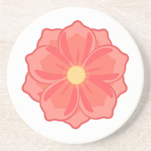 Minimalist Coral Pink Flower Blossom graphic Coaster