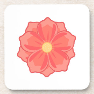 Minimalist Coral Pink Flower Blossom graphic Coaster