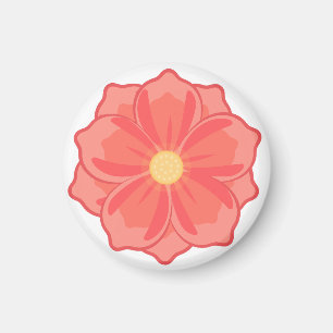 Minimalist Coral Pink Flower Blossom graphic Magnet