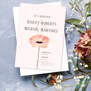 Minimalist Coral Poppy Rehearsal Dinner Invitation