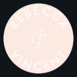 Minimalist Coral Wedding Personalized Names Classi Classic Round Sticker<br><div class="desc">These personalized neutral thank you wedding stickers are a beautiful addition to any wedding celebration. These customizable stickers are designed to add a personal touch to your wedding favors or thank you gifts. They come in various shapes and sizes. These stickers can also be used to label items like invitations,...</div>
