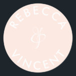 Minimalist Coral Wedding Personalized Names Classi Classic Round Sticker<br><div class="desc">These personalized neutral thank you wedding stickers are a beautiful addition to any wedding celebration. These customizable stickers are designed to add a personal touch to your wedding favors or thank you gifts. They come in various shapes and sizes. These stickers can also be used to label items like invitations,...</div>