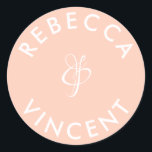 Minimalist Coral Wedding Personalized Names Classic Round Sticker<br><div class="desc">These personalized neutral thank you wedding stickers are a beautiful addition to any wedding celebration. These customizable stickers are designed to add a personal touch to your wedding favors or thank you gifts. They come in various shapes and sizes. These stickers can also be used to label items like invitations,...</div>